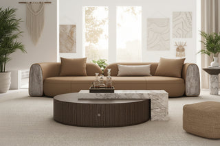 Marble & Wood Disc Coffee Table