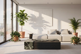 Marble & Wood Veneer Coffee Table