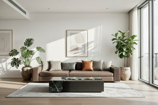 Marble & Wood Veneer Coffee Table