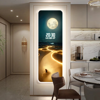 Midnight River Digital Wall Clock – Scenic Silent Battery Timepiece-GraffitiWallArts.com