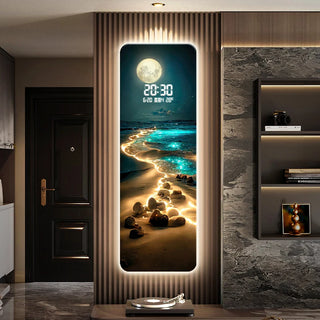 Midnight River Digital Wall Clock – Scenic Silent Battery Timepiece-GraffitiWallArts.com