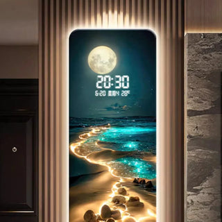 Midnight River Digital Wall Clock – Scenic Silent Battery Timepiece-GraffitiWallArts.com
