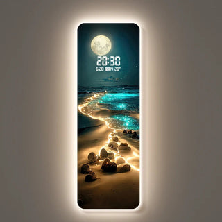 Midnight River Digital Wall Clock – Scenic Silent Battery Timepiece-GraffitiWallArts.com