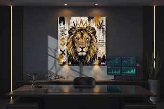 Millionaires Lion Square Graffiti Canvas Wall Art-Graffitiwallarts