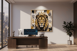 Millionaires Lion Square Graffiti Canvas Wall Art-Graffitiwallarts