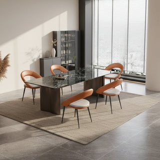 Minimalist Curve Arch Dining Chair – Modern Metal Carbon Steel Frame-Graffitiwallarts.com