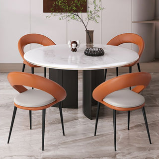 Minimalist Curve Arch Dining Chair – Modern Metal Carbon Steel Frame-Graffitiwallarts.com