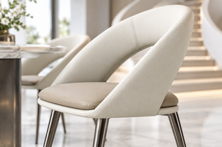 Minimalist Curve Arch Dining Chair – Modern Metal Carbon Steel Frame