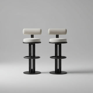 Bar chair designer internet celebrity modern minimalist Italian style light luxury metal iron island platform creative backrest high foot stool image 1