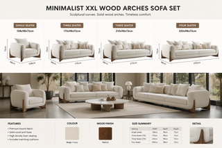 Minimalist Wood Arches Sofa Set – Single, Three & Four Seater