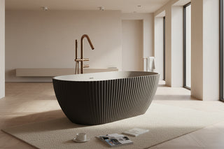 Modern Matte Freestanding Bathtub Acrylic Stone Soaking Tub Oval Luxury Bath-Graffitiwallarts.com