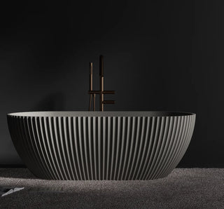 Modern Matte Freestanding Bathtub Acrylic Stone Soaking Tub Oval Luxury Bath-Graffitiwallarts.com