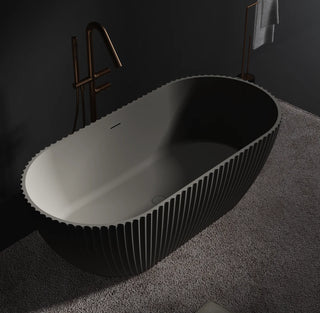 Modern Matte Freestanding Bathtub Acrylic Stone Soaking Tub Oval Luxury Bath-Graffitiwallarts.com