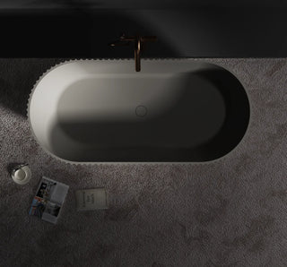 Modern Matte Freestanding Bathtub Acrylic Stone Soaking Tub Oval Luxury Bath-Graffitiwallarts.com