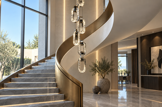 Modern Crystal Stairwell Chain Loops Chandelier Ceiling Light