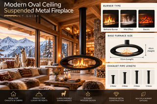Modern Oval Ceiling Suspended Metal Fireplace