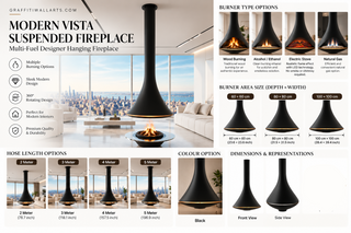 Cheminée suspendue Modern Vista – Cheminée suspendue design multi-combustibles