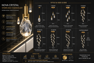 Modern LED Crystal Pendant Light for Staircase & Living Room