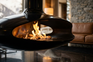 Modern Oval Ceiling Suspended Metal Fireplace - GraffitiWallArts.com