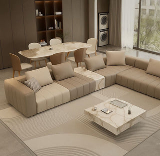 Modular Sectional Leather Sleeper Sofa - Bespoke Order-GraffitiWallArt