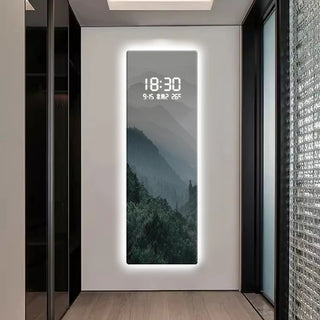 Morning Smog Forest Digital Wall Clock – Scenic LED Decorative Panel