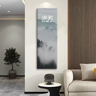 Morning Smog Forest Digital Wall Clock – Scenic LED Decorative Panel