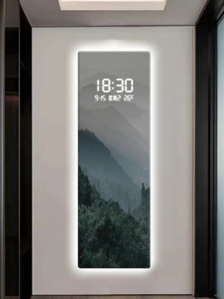 Morning Smog Forest Digital Wall Clock – Scenic LED Decorative Panel