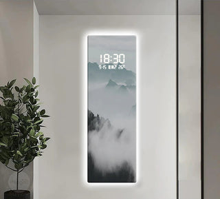 Morning Smog Forest Digital Wall Clock – Scenic LED Decorative Panel