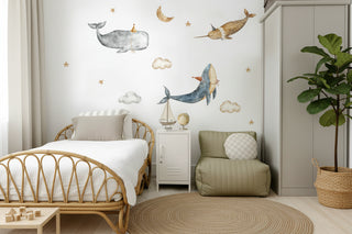 Ocean Whale Fabric Texture Kids Room Wall Decal