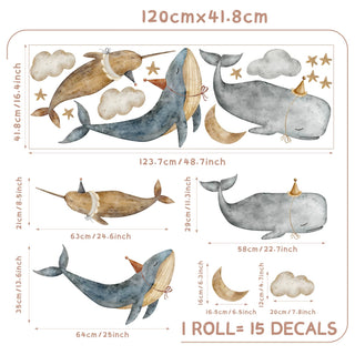 Ocean Whale Fabric Texture Kids Room Wall Decal