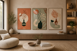 Olive Green Botanical Line Art Canvas Set-Graffitiwallarts.com