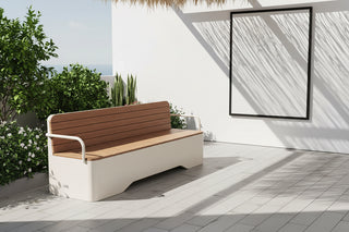 Outdoor Garden Storage Bench with Backrest