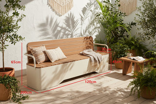 Outdoor Garden Storage Bench with Backrest