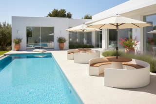 Outdoor Round Dining Set with Curved Bench 1