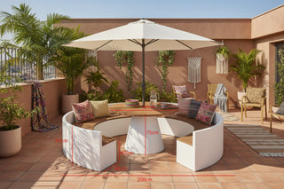 Outdoor Round Dining Set with Curved Bench 