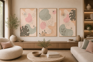 Pastel Botanical Abstract Floral Canvas Set-Graffitiwallarts.com