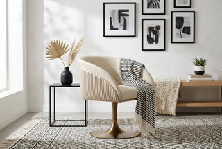 Pedestal Dining Armchair with Fluted Upholstered Back-GraffitiWallArts