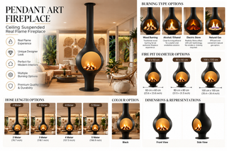 Pendant Art Fireplace – Ceiling Suspended Real Flame Fireplace