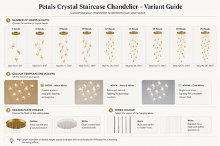 Petals Crystal Staircase Chandelier – Solas Pendant LED Fíorálainn do Intíreacha Nua-aimseartha