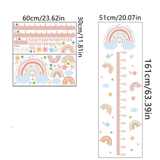 Pink Rainbow Growth Chart Wall Sticker for Kids
