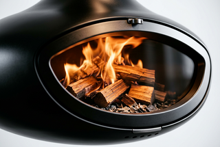 Pod Suspended Fireplace with Oval Front Opening - GraffitiWallArts.com