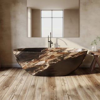 Positano Brown Marble Freestanding Bathtub-Graffitiwallarts