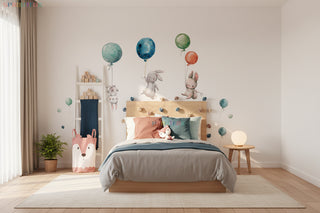 Rainbow Weather Bunny Wall Stickers for Kids-GraffitiWallArts