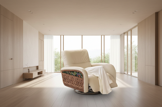 Retro Woven Rattan Electric Recliner Chair – Swivel Rocking Leisure Sofa-GraffitiWallArts.com