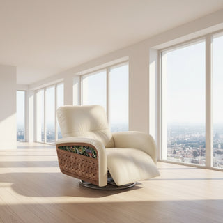 Retro Woven Rattan Electric Recliner Chair – Swivel Rocking Leisure Sofa-GraffitiWallArts.com