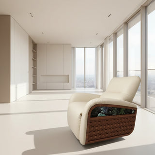 Retro Woven Rattan Electric Recliner Chair – Swivel Rocking Leisure Sofa-GraffitiWallArts.com