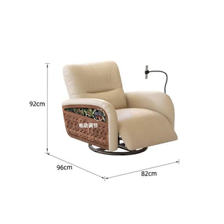 Retro Woven Rattan Electric Recliner Chair – Swivel Rocking Leisure Sofa-GraffitiWallArts.com
