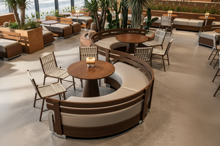 Retro Solid Wood Booth Sofa and Steel Table Set for Restaurants and Cafes