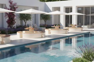 Round Outdoor Dining Set with Integrated Curved Bench