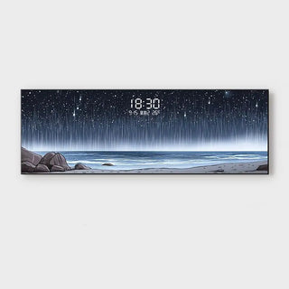 Seashore Digital Wall Clock – Luxury Scenic LED Clock with Temperature & Date